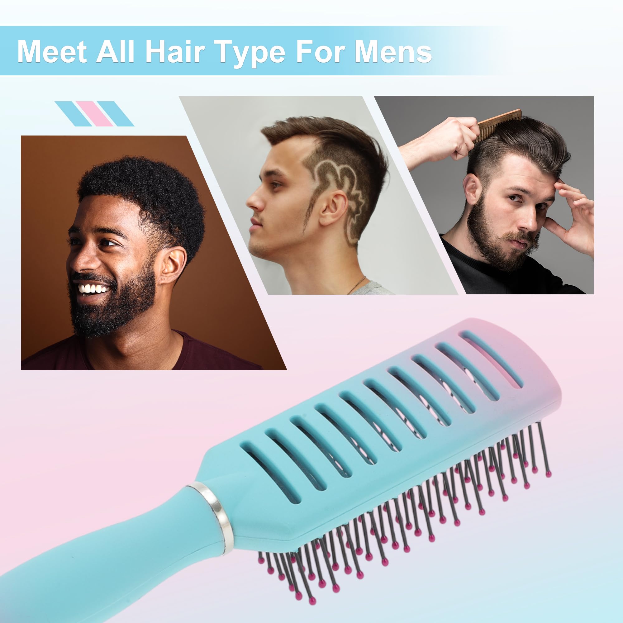 VOCOSTE Cepillo de pelo ventilado, cepillo de peinado con cerdas con punta de bola, cepillo de ventilación para secar el cabello húmedo, corto, rizado o liso, cepillos de pelo para mujeres y hombres,