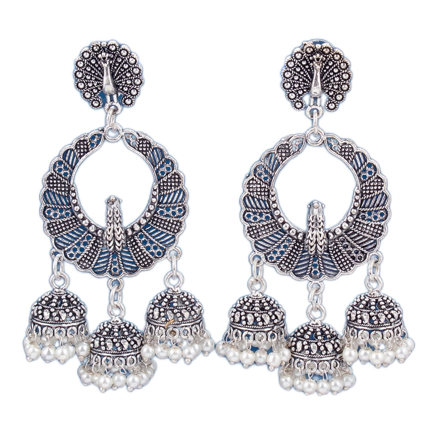 Sukkhi Sparkling Peacock Oxidised Jumaki Earrings For Women (B0BT1QHV7Q) Amazon Price History, Amazon Price Tracker