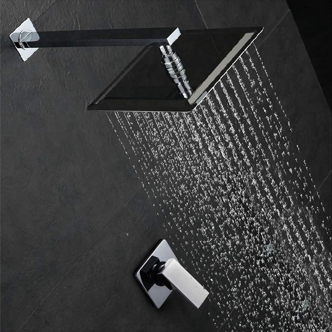 ANMEX ® Ultra Slim Stainless Steel Chrome Finish Heavy Rain Shower Head with 18 Inch Arm (Silver, 10X10 Inch) (B07QZLXKPW) Amazon Price History, Amazon Price Tracker