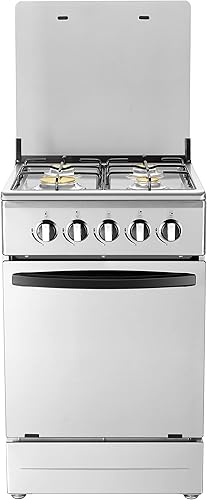 Miniatura 9 de Cocina de gas independiente de 20 pulgadas, estufa de gas de 4 quemadores con horno de 65 L, cuerpo de acero inoxidable 201, puerta de vidrio