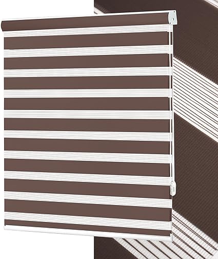No Tools No Drill Zebra Blinds for Windows Cordless,Customizable Zebra Roller Shades, Dual Layer Blackout-Filtered Privacy Light Control Window Blinds Home Office, Easy to Install