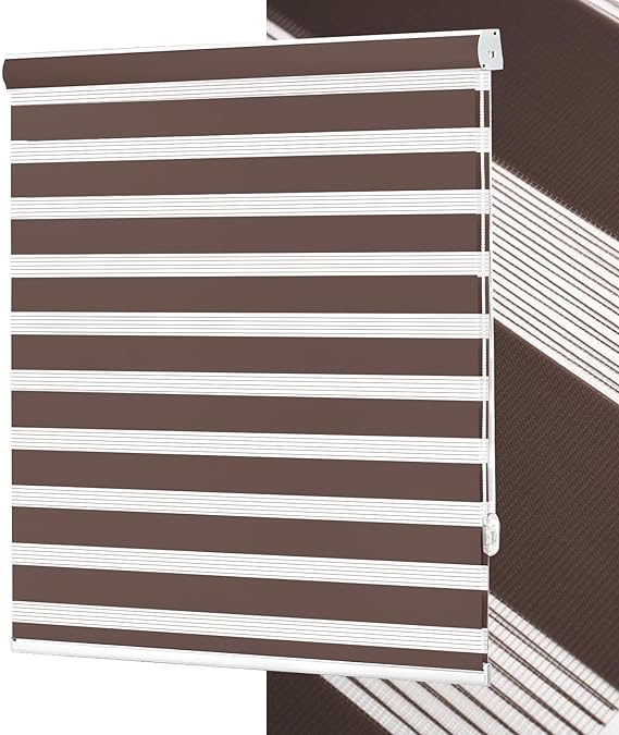 No Tools No Drill Zebra Blinds for Windows Cordless,Customizable Zebra Roller Shades, Dual Layer Blackout-Filtered Privacy Light Control Window Blinds Home Office, Easy to Install