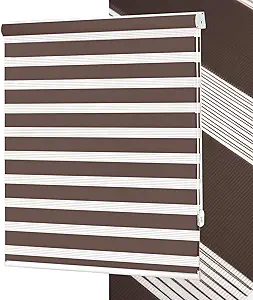 No Tools No Drill Zebra Blinds for Windows Cordless,Customizable Zebra Roller Shades, Dual Layer Blackout-Filtered Privacy Light Control Window Blinds Home Office, Easy to Install