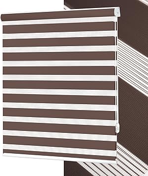 No Tools No Drill Zebra Blinds for Windows Cordless,Customizable Zebra Roller Shades, Dual Layer Blackout-Filtered Privacy Light Control Window Blinds Home Office, Easy to Install