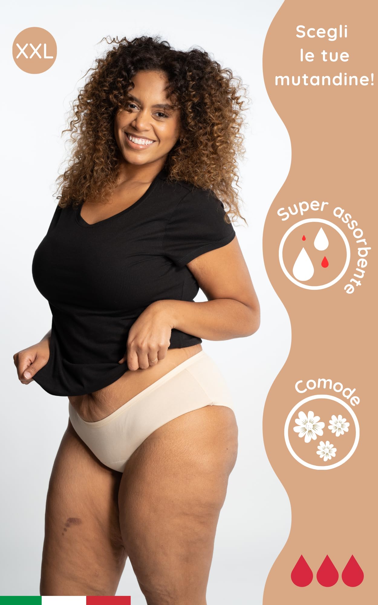 NoBlood - Set di 4 Slip da Ciclo Flusso Abbondante XXS-4XL Cotone Comodo | Kit Economico | Mutandine Mestruale Assorbente