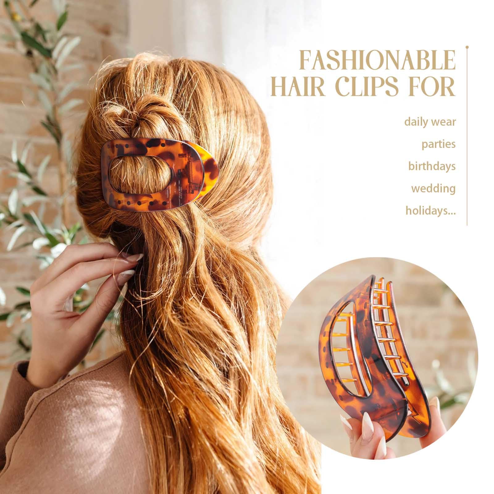 Tumurup Women's Hair Clips - 3 Pack Flat Claw Clips, French Leopard Print Hair Accessories for Thin/Thick Hair, Non-Slip & Lightweight - Image 4