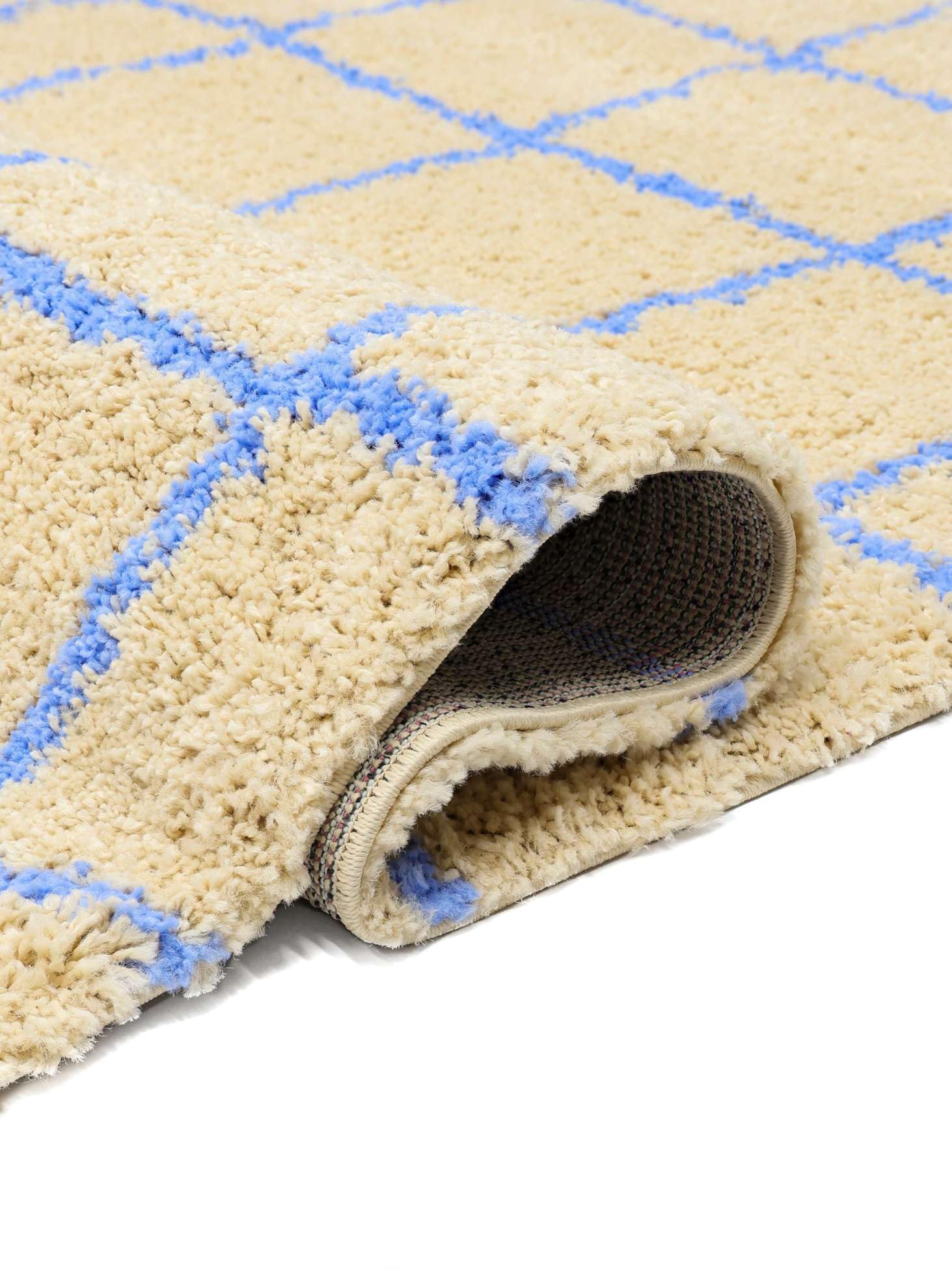 RugVista Grid Tapis, 100 x 160 cm, Beige/Bleu