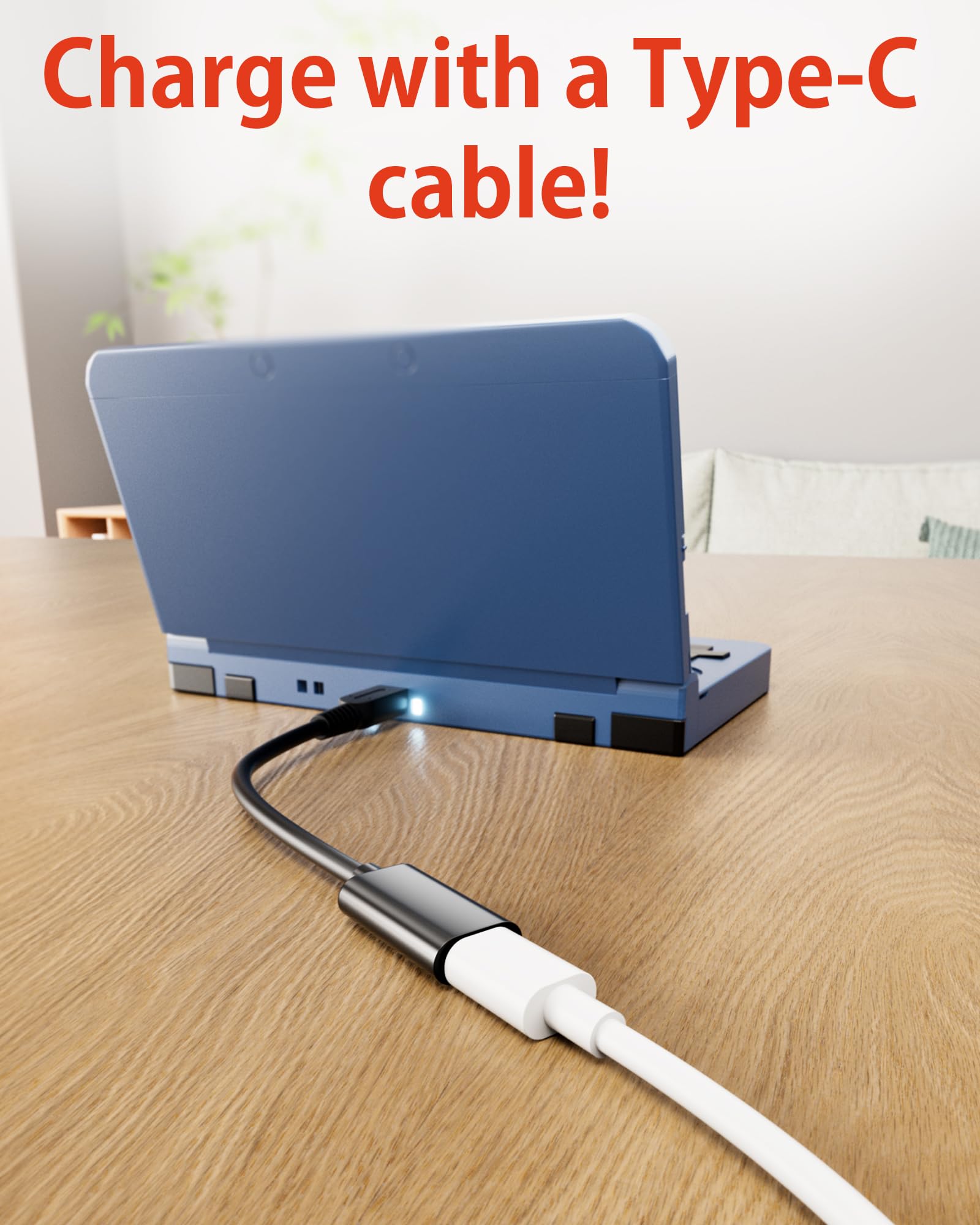 Lot de 2 adaptateurs de câble de charge USB Type-C pour 3DS XL/3DS LL/New 3DS/3DS XL/3DS/New 2DS LL/2DS XL/2DS/DSi/DSi XL
