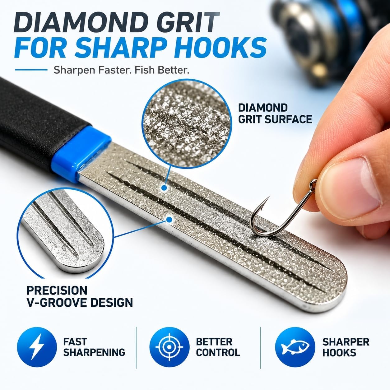 3PCS Fishing Hook Sharpener, Diamond Hook File with Handle image 4