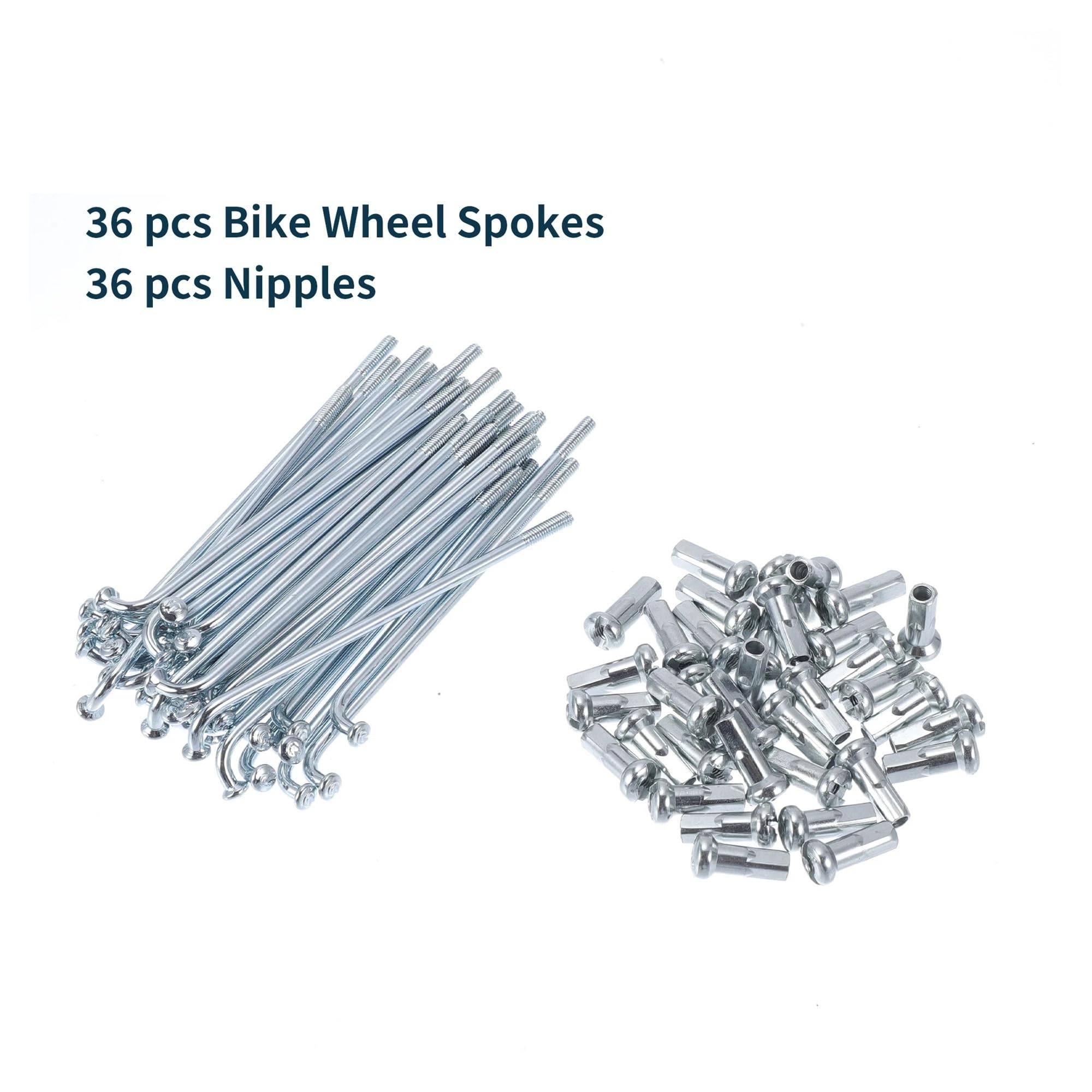 Szprychy rowerowe 13G Heavy Duty 36 szt., szprychy ze stali ocynkowanej 107-139 mm wiele rozmiarów, uniwersalne szprychy rowerowe i sutki do rowerów szosowych, miejskich, naprawy i wymiany
