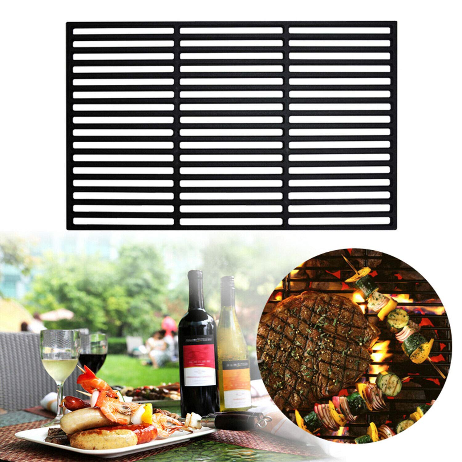 Daromigo 42 x 28 cm - Grille de cuisson en fonte émaillée - Grille rectangulaire en fonte émaillée - Accessoires pour barbecue, barbecue à gaz, barbecue au charbon de bois et bien d'autres - Pour