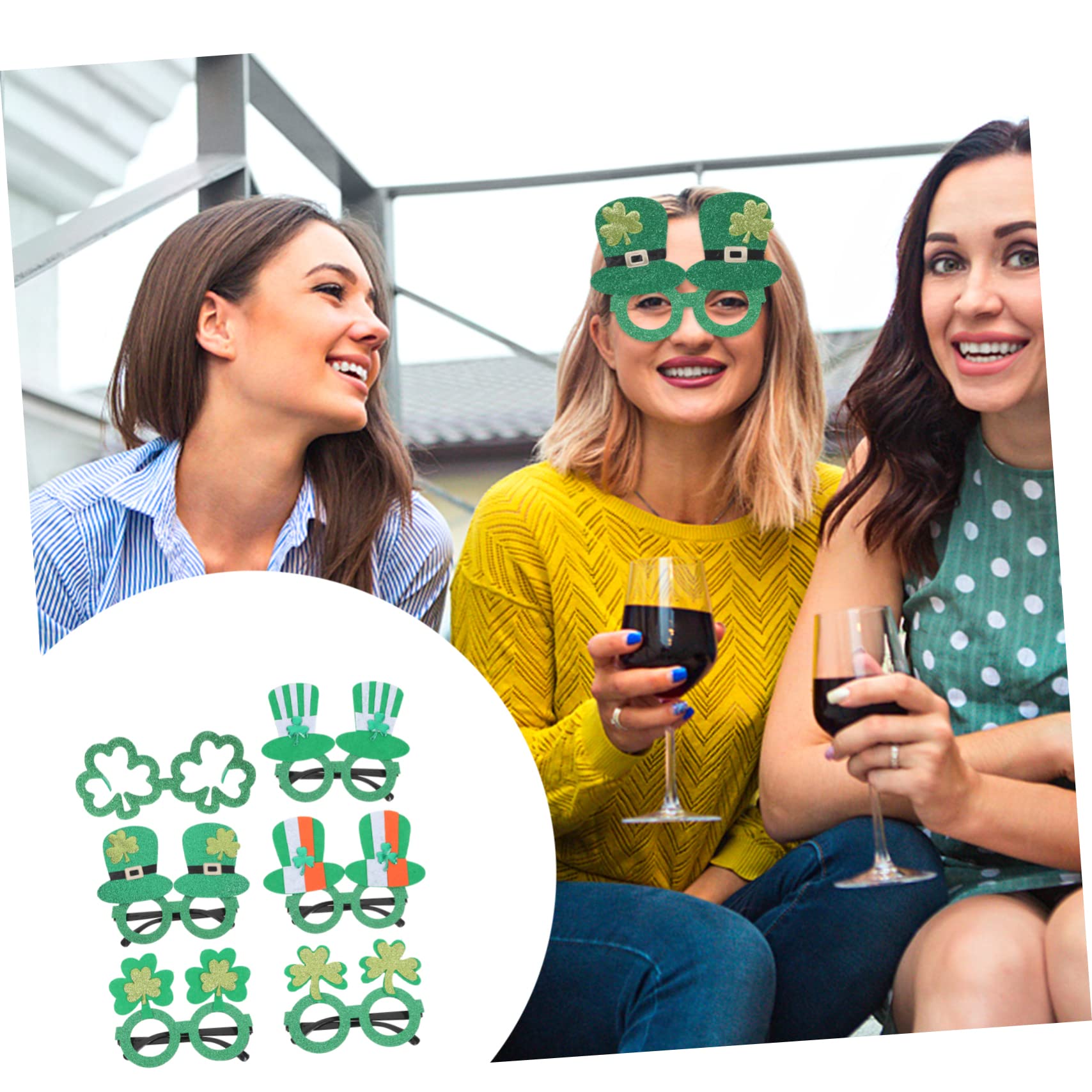 MAGICLULU 2 Sätze Kleebrille Lustige Verkleidungsbrille St. Patricks Day Partybrille Sonnenbrille Zum St. Patricks Day St. Patricks Day Kostümzubehör Schnapsgläser Plastik Green 6 Paare * 2