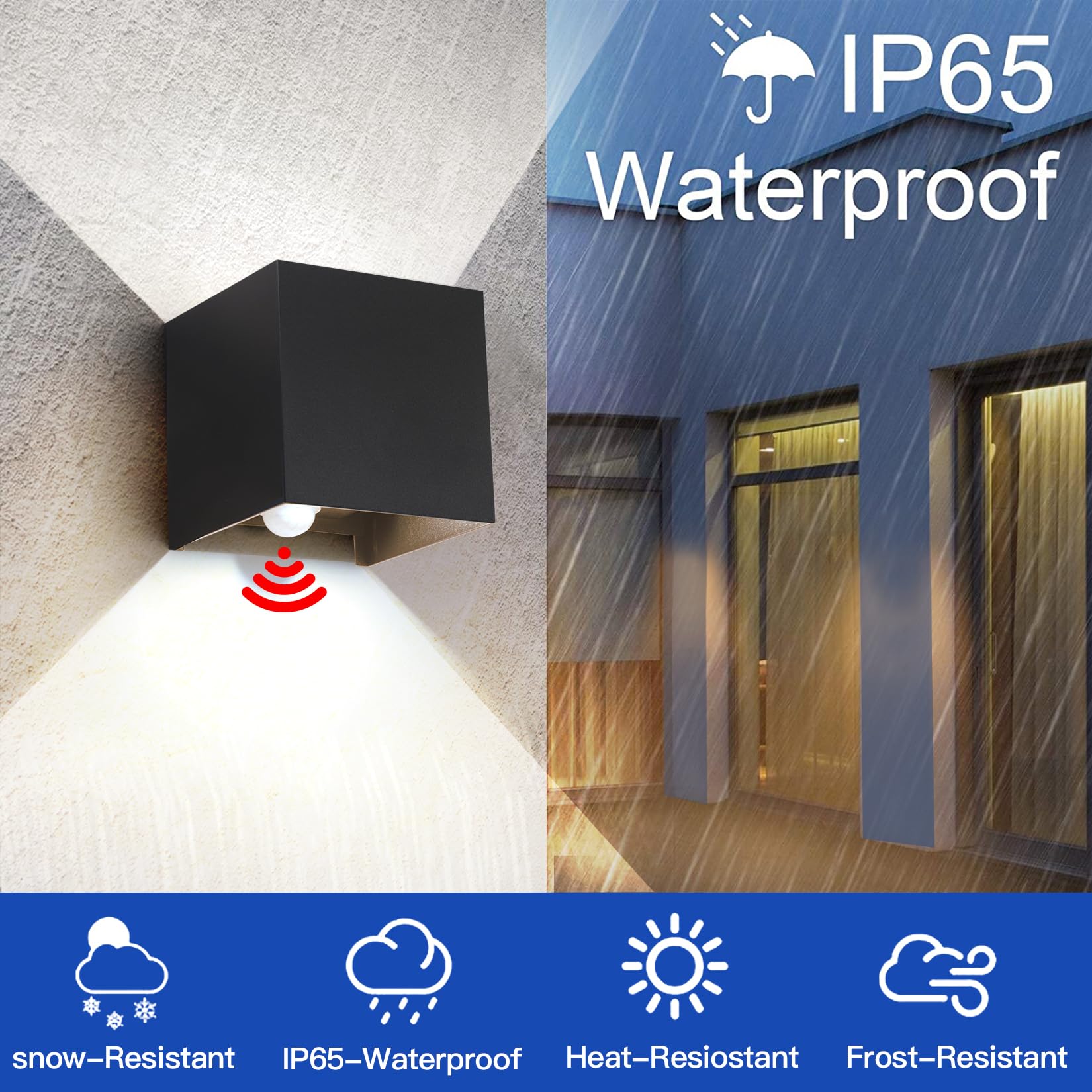FUPE 2 Piezas LED 15W Aplique de Pared Exterior Interior Luz Ajustable de 3 Colores IP65 Impermeable Lámparas de Pared Apliques de exterior cuadrada de aluminio Ángulo de luz ajustable 11CM Antracita — view 32
