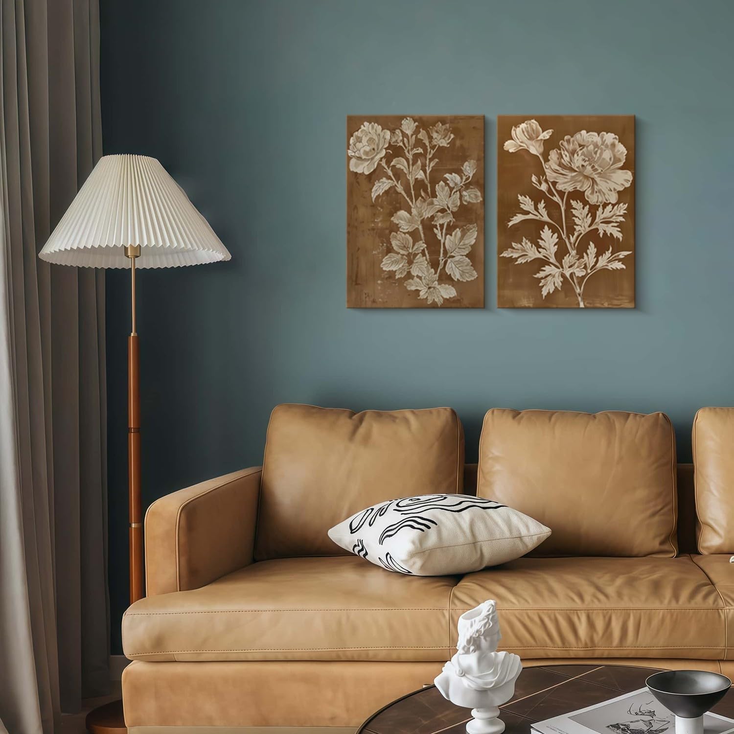 2 Piece Vintage Botanical Floral Wall Art Brown Flowers Wall Decor Vintage Botanical Prints Nature Boho Vintage Home Decor Print for Living Room Bedroom 12x16 Inch Ready to Hang
