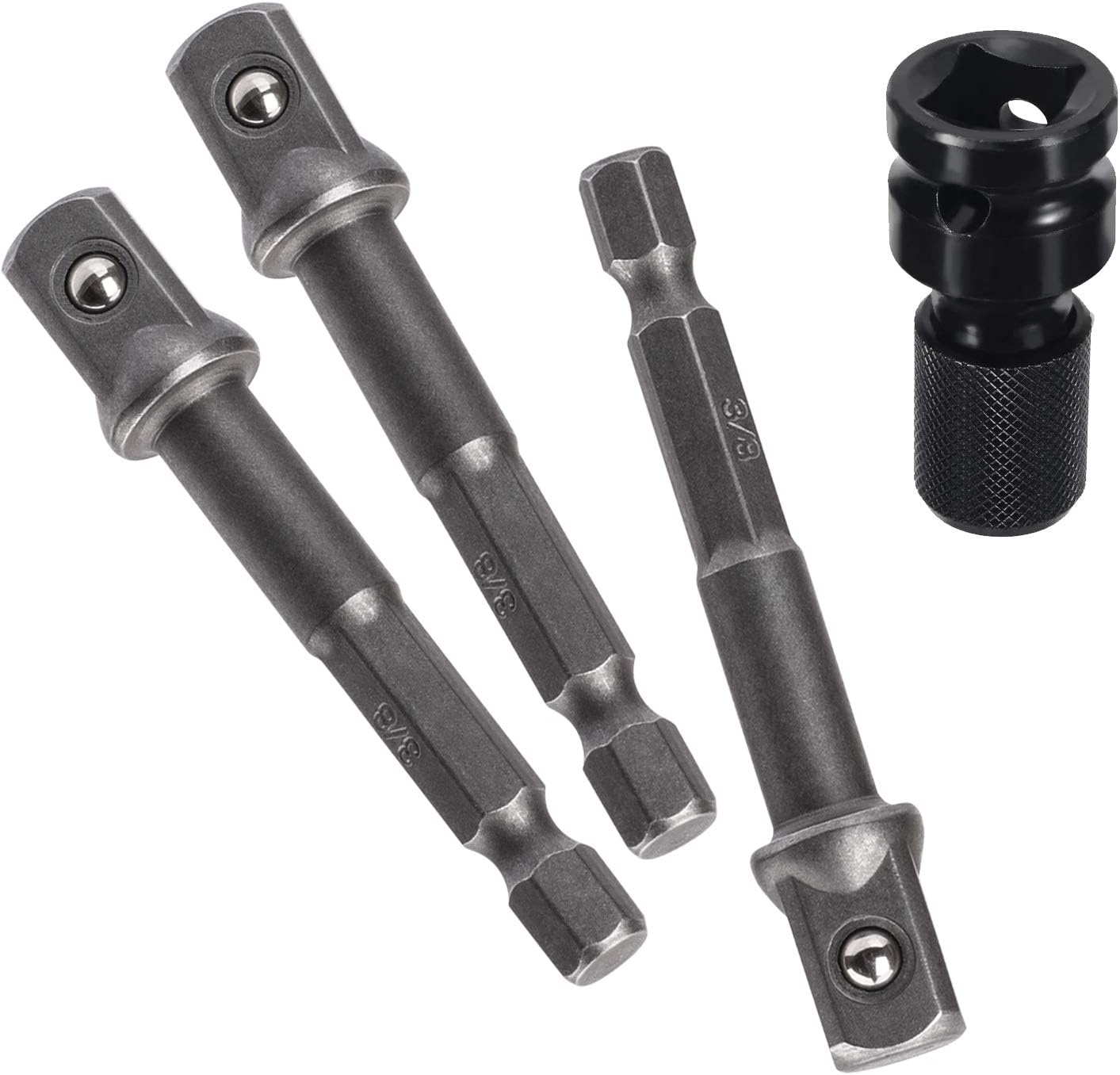 OIIKI 6 Pack 3/8 inch(10mm) Square Socket Adapter Bit Set, Impact Driver Power Bits for Automotive DIY-1/4 Hex Shank