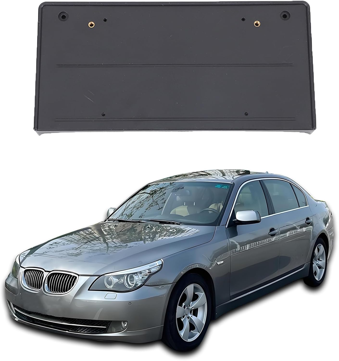 Front Bumper License Plate Frame Bracket ABS Tag Holder Compatible with BMW 5 Series E60 E61 2004-2010 License Plate Mount Adapter Relocation Kit Replacement for 51117051712