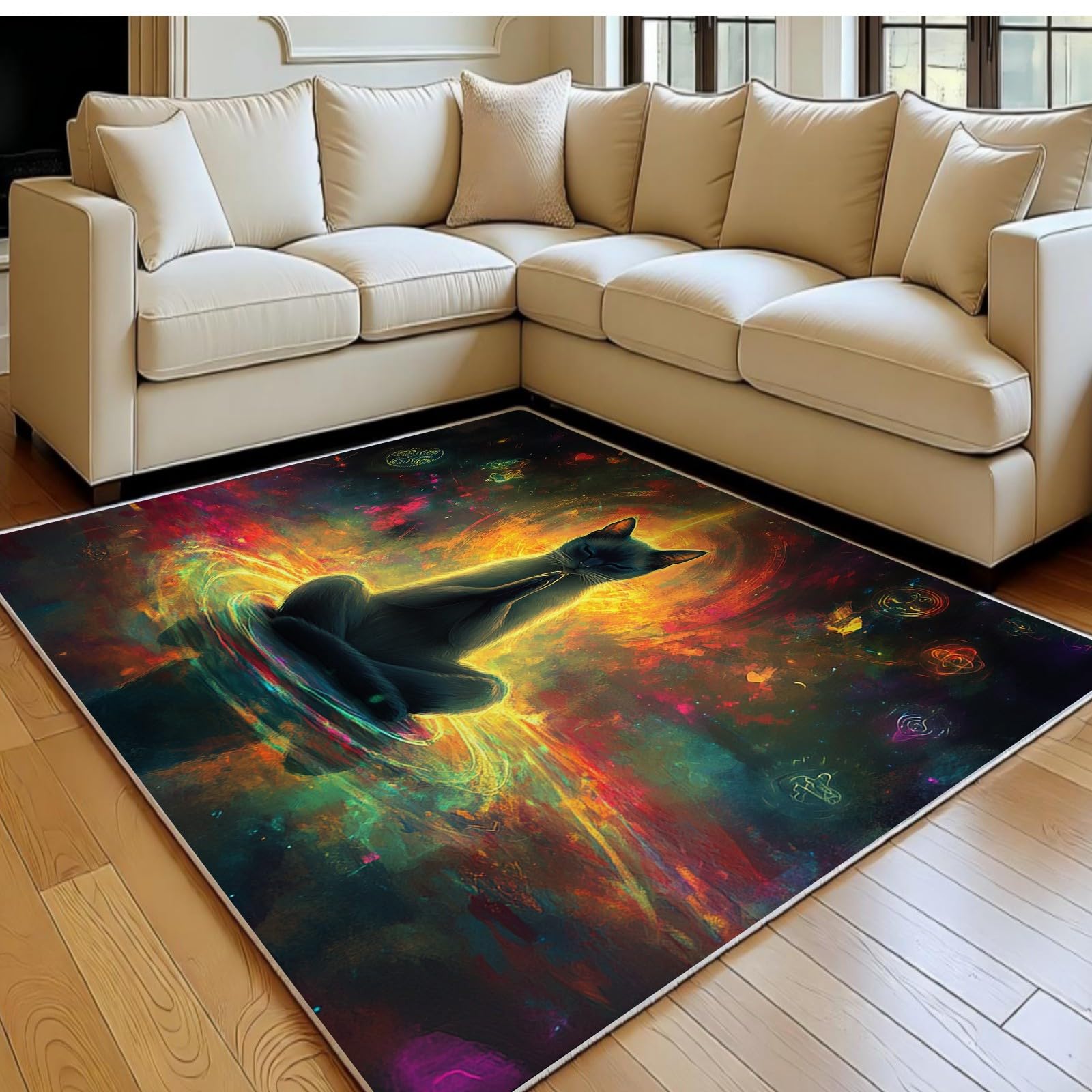 Tapis de salon chat siamois antidérapant et facile à laver en cuisine