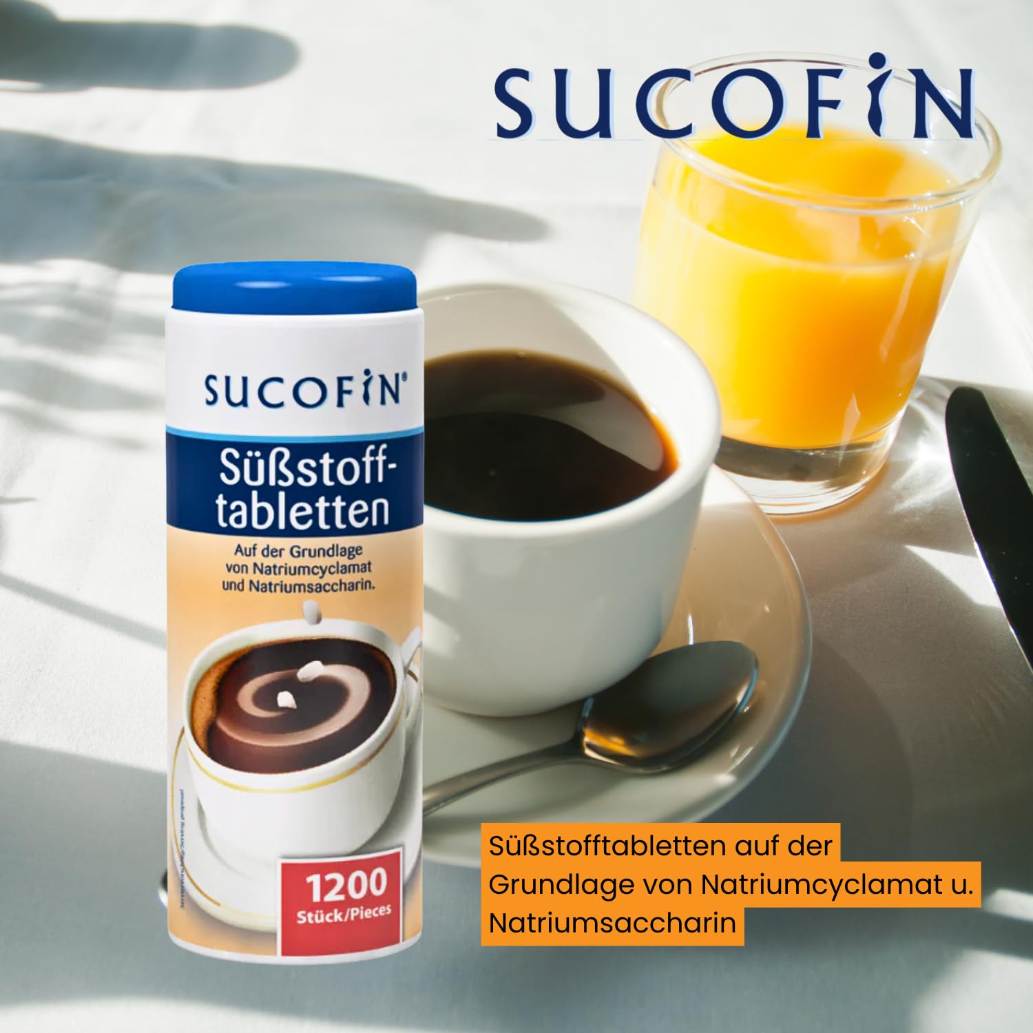SUCOFIN Süßstoff Tabletten 40er Pack x (1200 Stk á 72g) Tafelsüße für Kaffee Vorteilspack