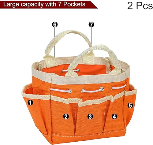 Miniatura 3 de HARFINGTON 2 bolsas de herramientas de jardín de 7.5 x 4 x 5 pulgadas, grande, Oxford, impermeable, con bolsillos, bolsa de mano de jardín,