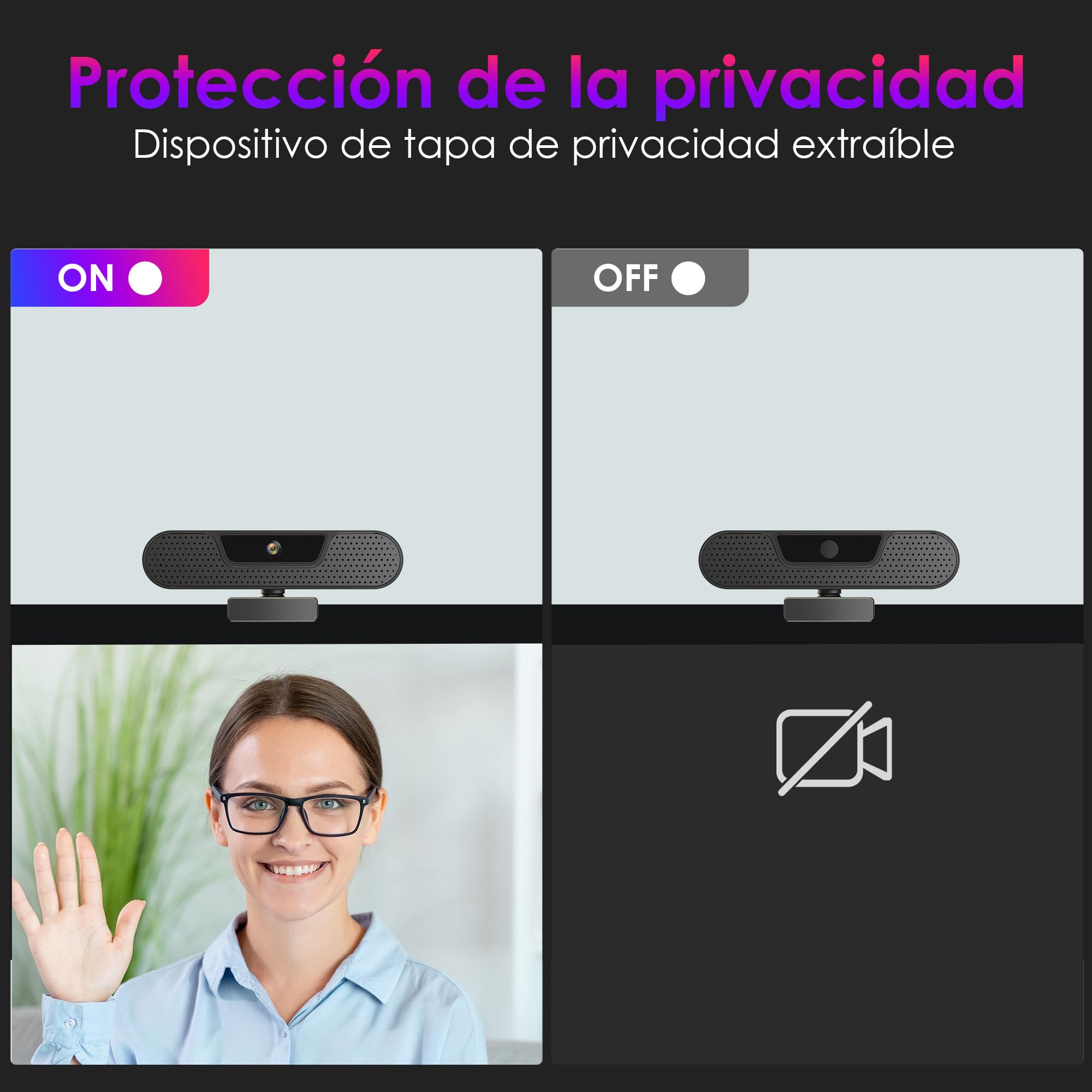 W8GS Webcam 4K Full HD Webcam con Microfono para PC, Protección de la Privacidad, trípode, Autofocus, Plug&Play, Corrección de Iluminación para Mac/Laptop/Skype/Zoom/FaceTime/Gaming