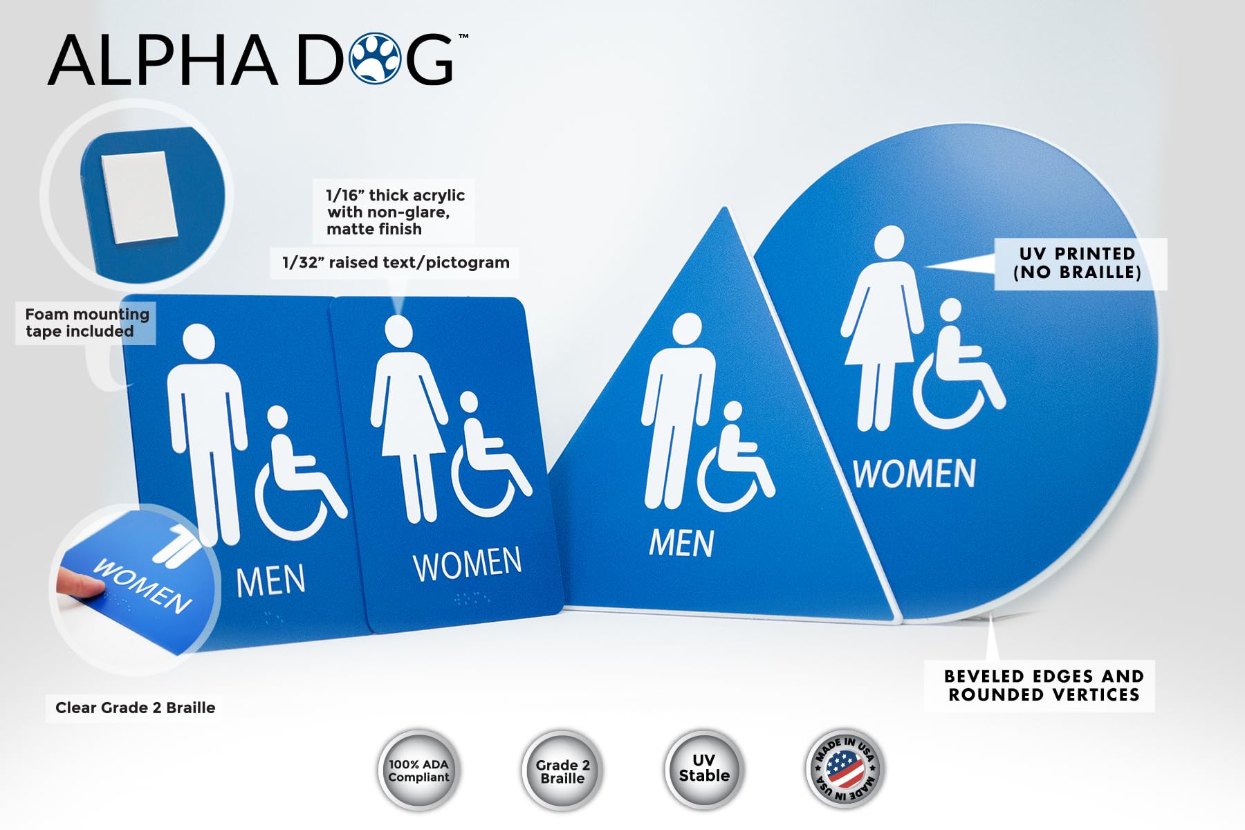 Room Identification Signs Alpha Dog ADA Braille Sign - Custom 8x8 ...