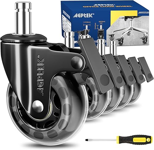 Miniatura 9 de AGPTEK Ruedas giratorias para silla de oficina, ruedas de 2 pulgadas, ruedas giratorias de repuesto resistentes para alfombras de piso de madera