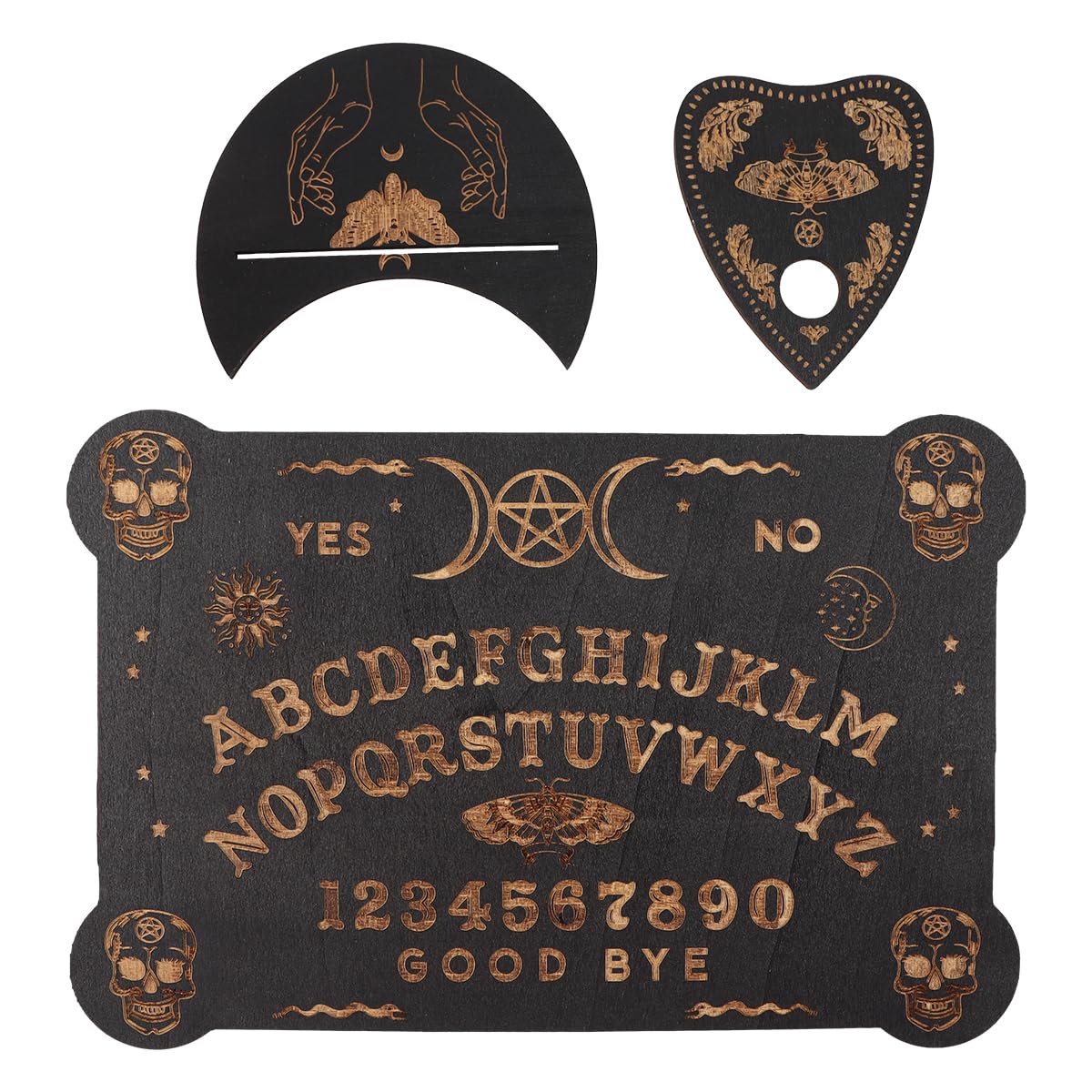 Set Di Tavole Ouija Nere in Legno, Classiche Tavole Parlanti Con Planchette, Tavola Degli Spiriti Con Messaggi Metafisici, Regali Wiccan Per Forniture Di Stregoneria
