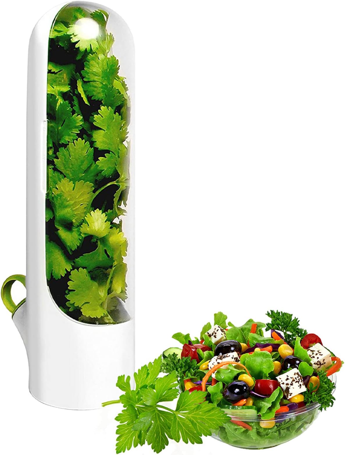 U-HOOME Refrigerator Herb Keeper, Kitchen Fresh Herb Saver Keeper, Herb Storage Container for Cilantro, Mint, Parsley, Asparagus, Keeps Greens Fresh for 2-3 weeks