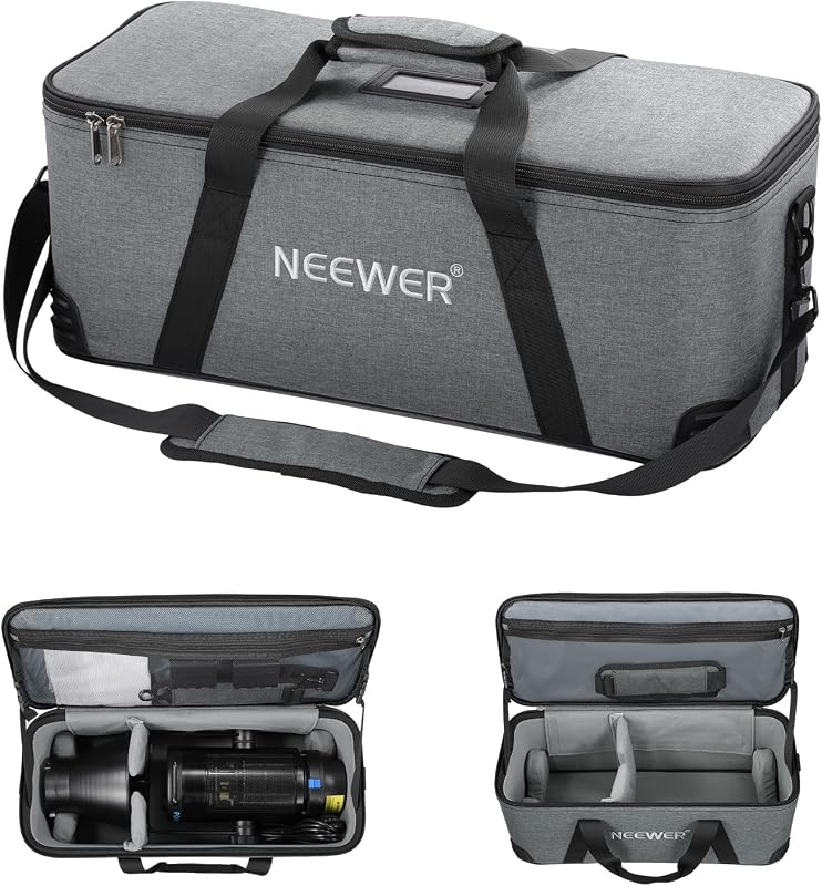 Carrying Bag with Shoulder Strap, Handle, Movable Foam Padded for Studio Light CB300C CB200C FS300C FS230C FS150C CB300B CB200B FS230B FS150B CB100C CB60B RGB CB60 Q300 Q4, Travel Case, PB6