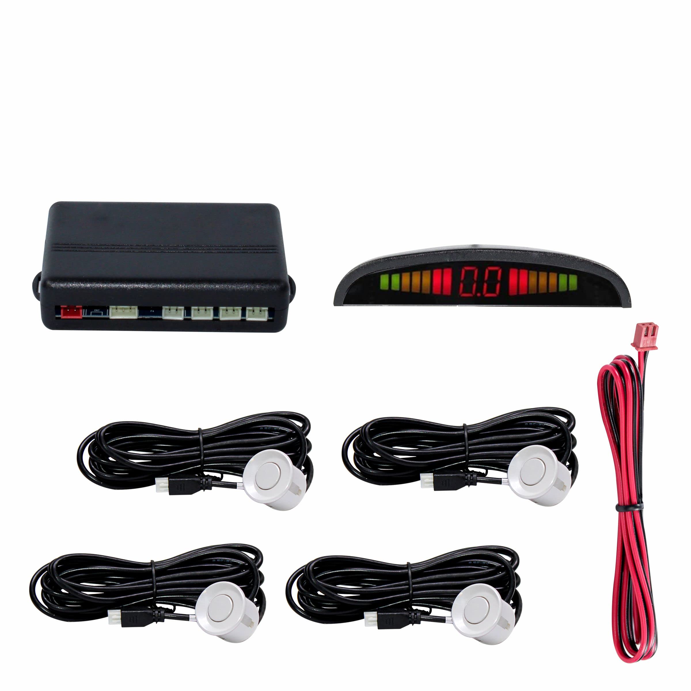 SORAX (6 Month Warranty) Car Reverse Parking Sensor Auto Radar System Distance Detection with LED Display and 4 Sensors, Ultrasonic Buzzer Warning, Universal for All Car (White)-image-49