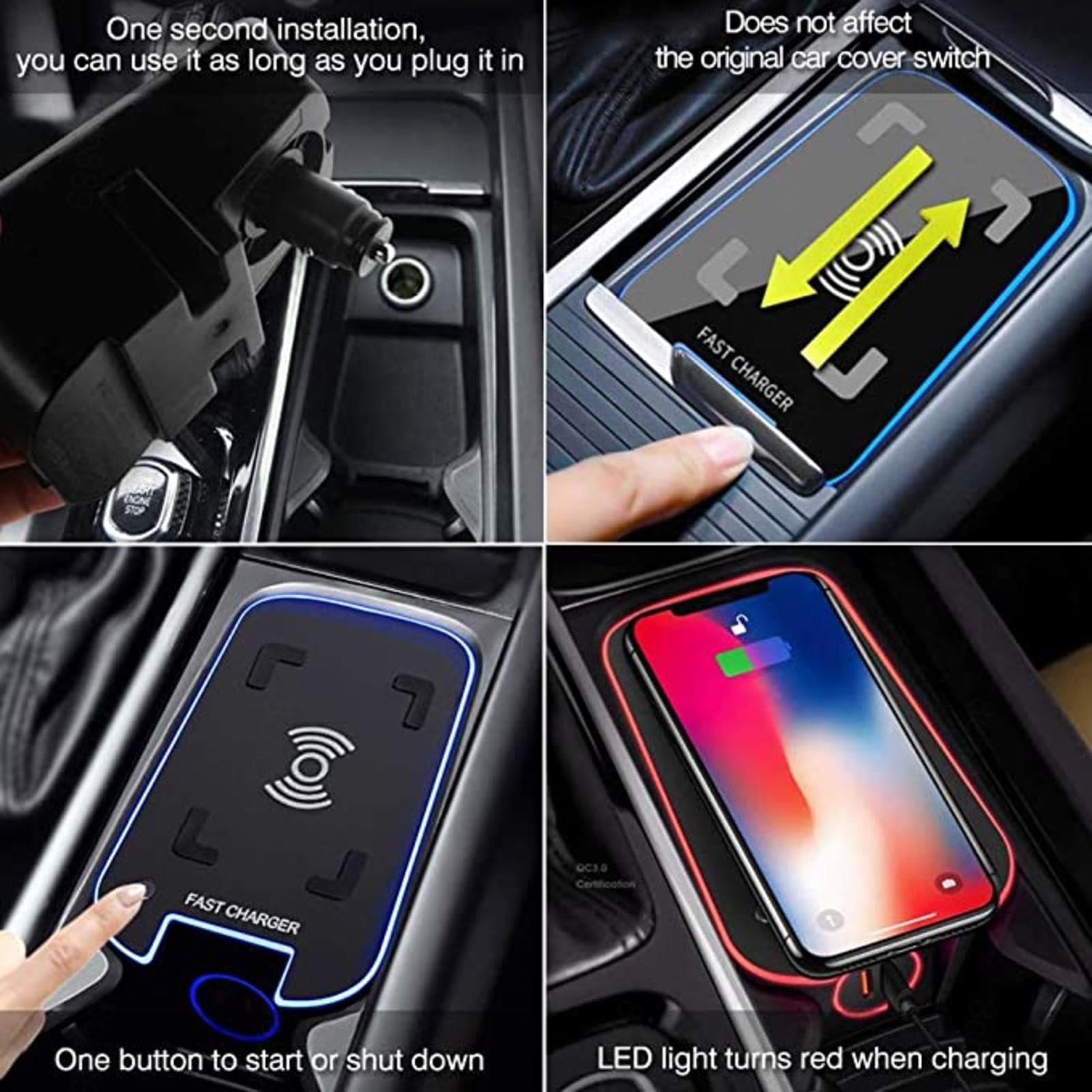 Bezprzewodowa ładowarka samochodowa do XC90, XC60, V90, V60, S90, S60 (2016-2021), przenośna power bank, 15 W Max, bezprzewodowa szybka ładowarka do telefonu, konsoli środkowej, akcesoria