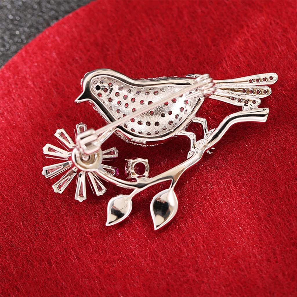Niedliche Vogel-Blumen-Brosche für Damen, weibliches Tier-Brosche, Anstecknadel für Kleid, Mantel, Zubehör