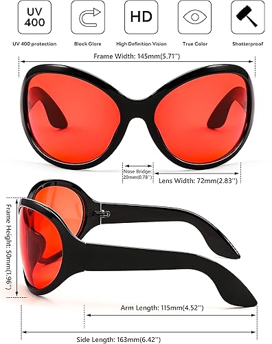 Miniatura 5 de FEISEDY Gafas de sol de moda de gran tamaño, clásicas, ovaladas, envolventes, con estilo, marco grande, sombra, gafas de mujer B2391