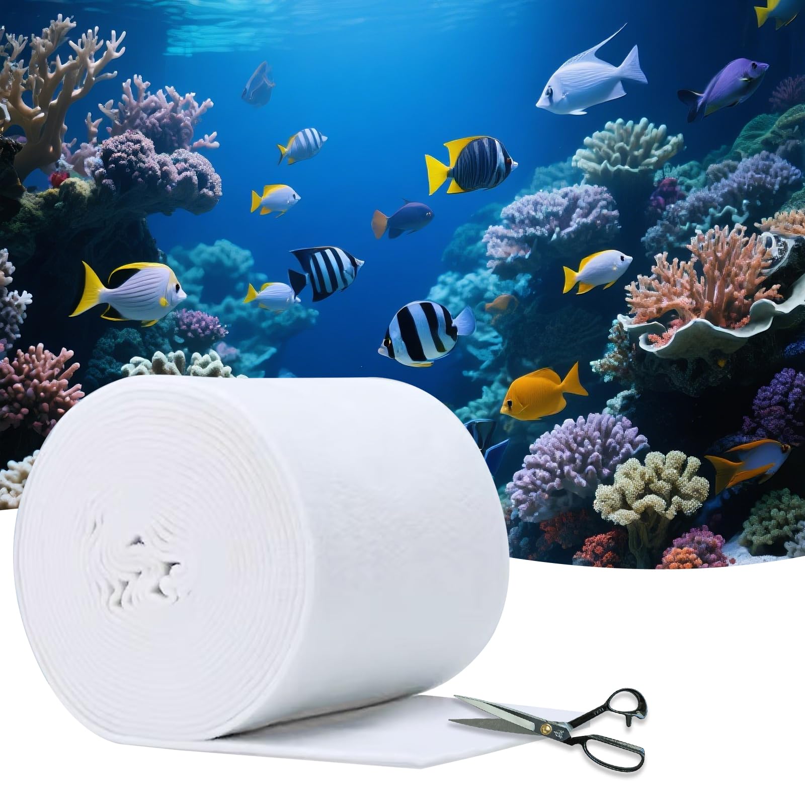 Demiwise Aquarium Polishing Filter Pad-Ultra Fine 50 Micron Filter Floss for Crystal Clear Water,Cut-to-Size Filter Media for Fish Tank,Safe for Fish/Reef/Turtles(24" x 36", 1 Pack)