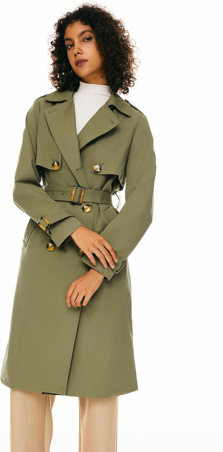 Orolay Women's 3/4 Length Double Breasted Trench Coat Lapel Jacket with Belt - Image 4