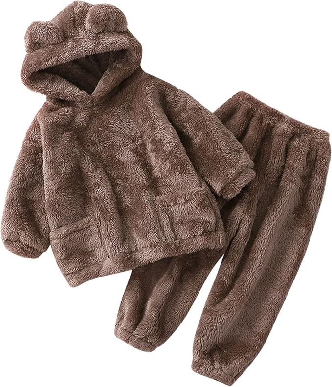 Lot De 2 Pyjamas/survêtements En Polaire Avec Oreilles Pour Bébé - Chauds Et Doux, Filles Et Garçons 12m-5ans