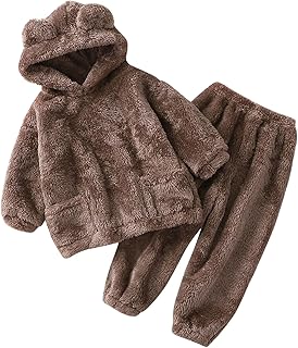 Ropa de invierno para niños pequeños, sudadera con capucha y pantalones, 2 piezas, conjunto de pijama de otoño de dos colores