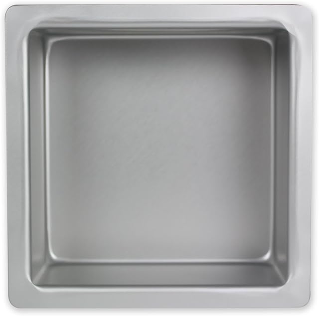 PME SQR074 Anodised Aluminium Square Cake Pan 7 x 7 x 4-Inch Deep, Silver