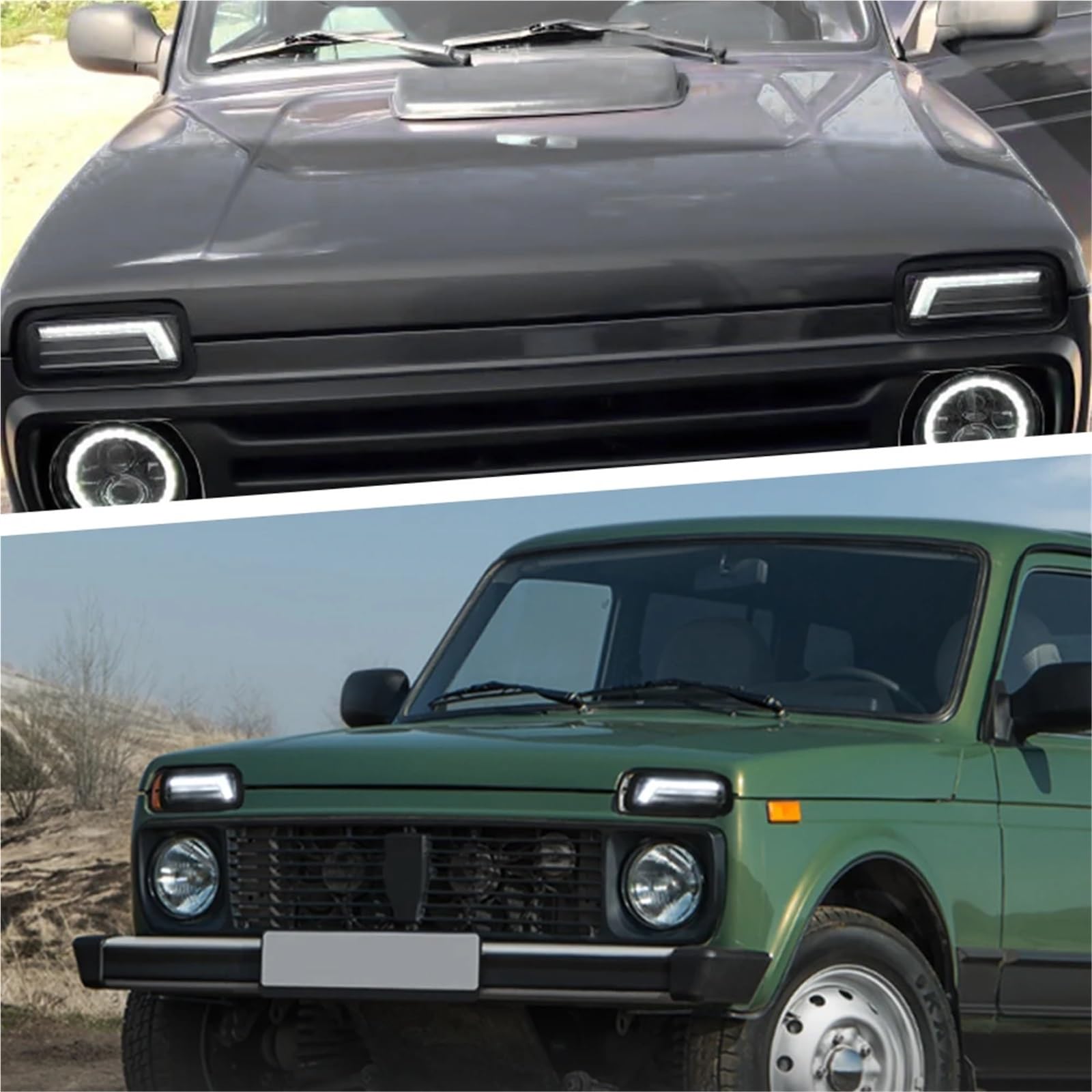 fari anteriori auto Adatto per Lada Niva 4x4 Car Styling Luci diurne a LED Luci di marcia diurna Segnale freno Accessori Faro anteriore per auto(Light C)