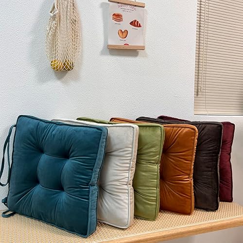 Miniatura 5 de vctops Almohadillas de terciopelo suave rojo navideño con lazos, cómodo cojín de asiento sólido para sillas de comedor, sillas de oficina, suelos de