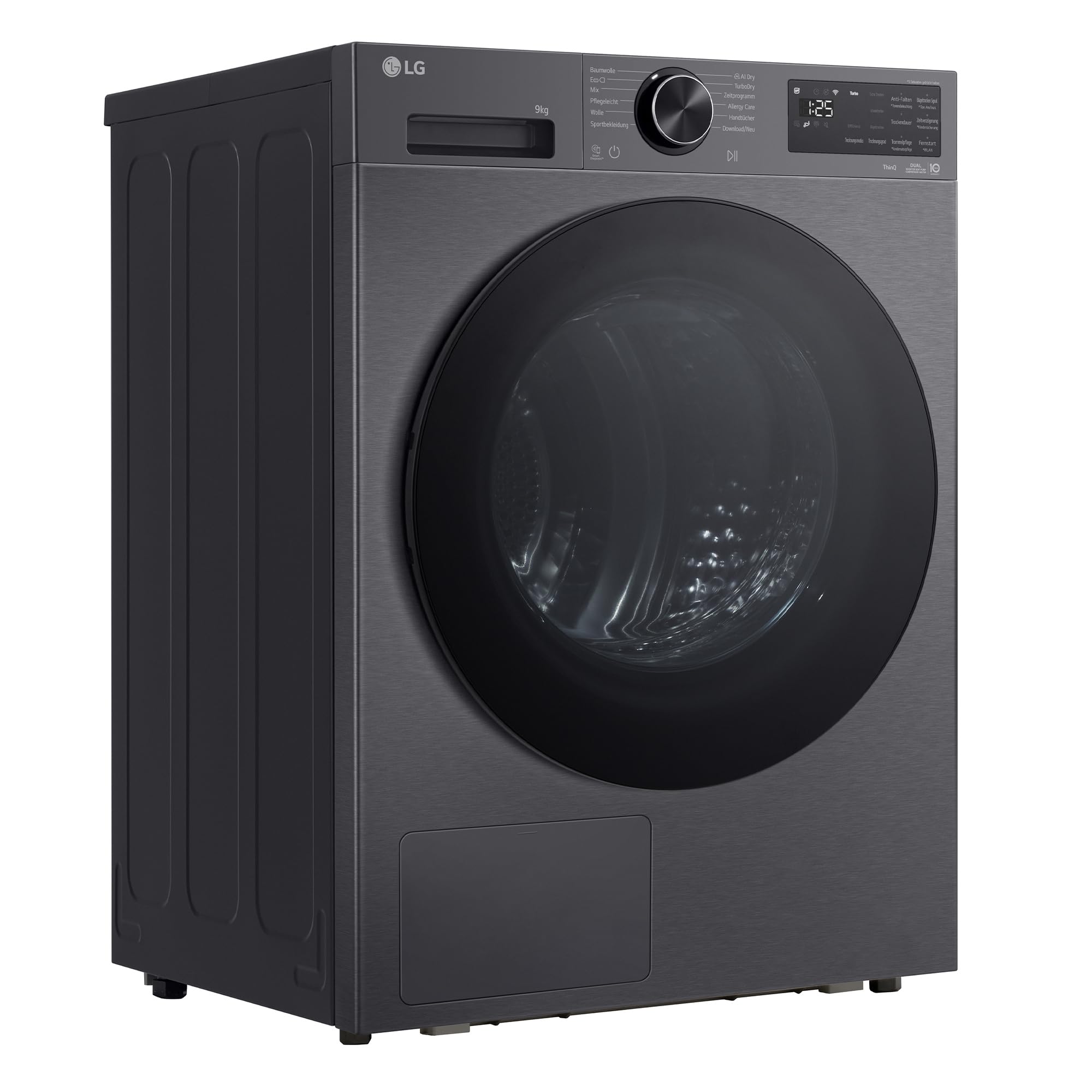 LG RT90X7B Trockner (B, 9 kg) mit Wärmepumpentechnologie (LED-Display, selbstreinigender Kondensator, Trockensensor) Matte Black