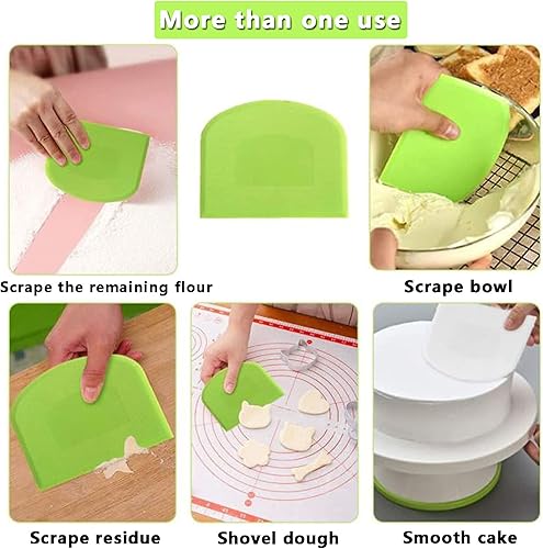 Miniatura 6 de WAFJAMF 2 raspadores de plástico para tazón, raspador de banco de grado alimenticio, cortador de masa flexible, raspadores de alimentos multiusos