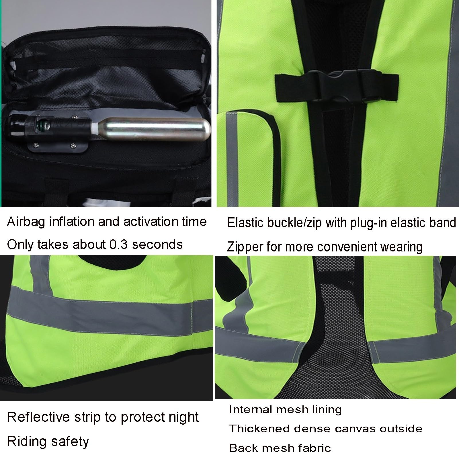 Chaleco Airbag for Motocicleta Con Cremallera Chaqueta De Equitación Reutilizable, Activa El Airbag En 0,1 S.