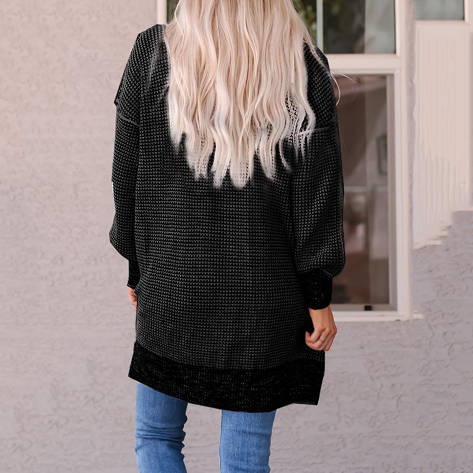 Cardigan Damen Lang, Leichte Strickjacke Damen, Sommerjacke Leicht Dünne Jacke Frühling Langarm Strickjacken Für Damen, Open Front Basic Regular Fit Sommerstrickjacke Damen Leicht Longstrickjacke