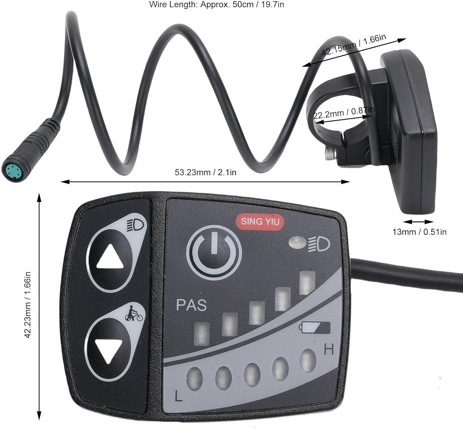 Tissting LED Display Meter for BBS0102B G320 G340 Mid Drive Motor, 5 Pin Connector Electric Bike Panel with Wide Voltage 250W 1000W UART Protocol Handlebar Display