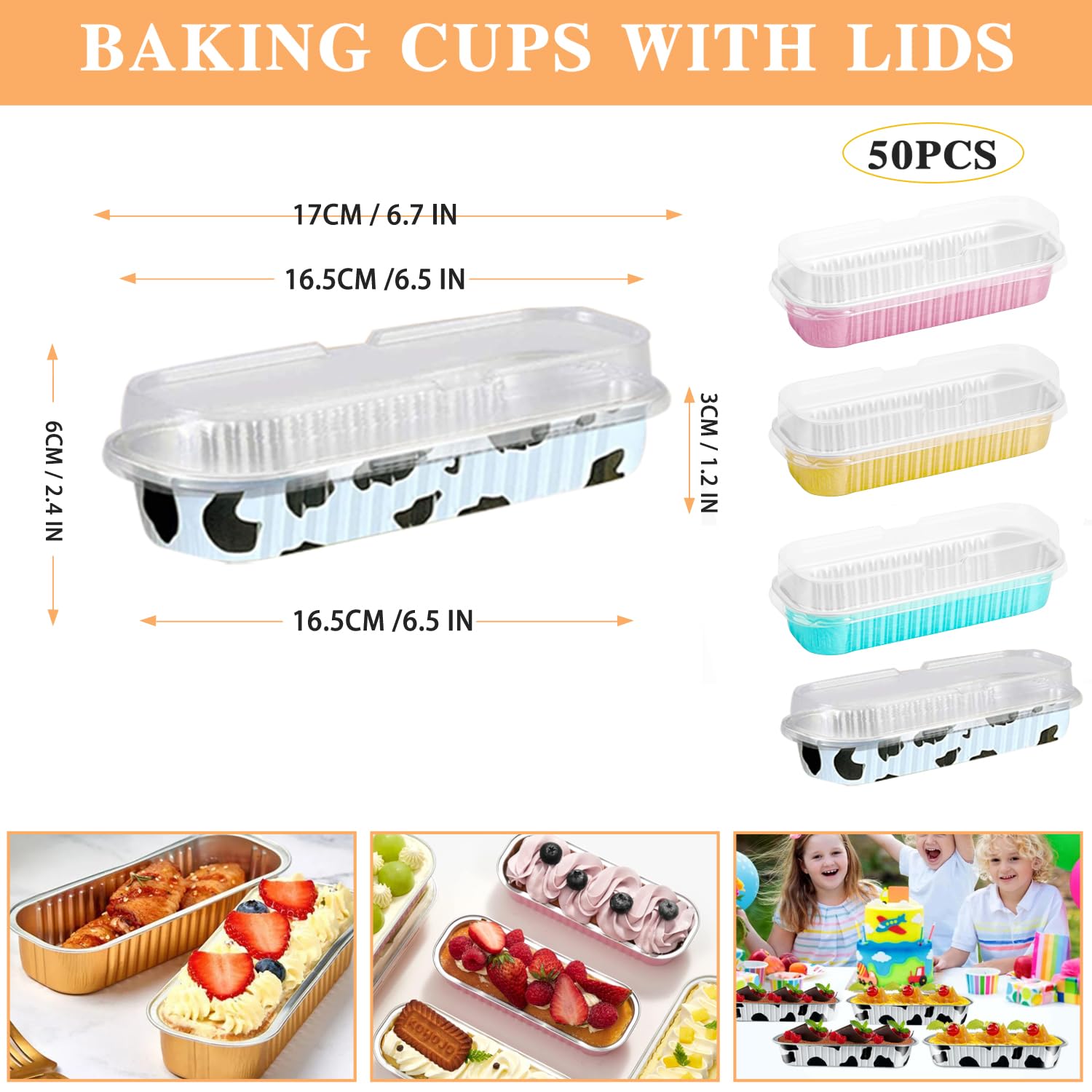 BEBPAEGUN Aluminum Foil Loaf Baking Pans with Lids (50Pcs Milk), 200ml Ramekin Rectangle Baking Tins Muffin Liners Mini Pie Pans Foil Bread Containers for Baking…11