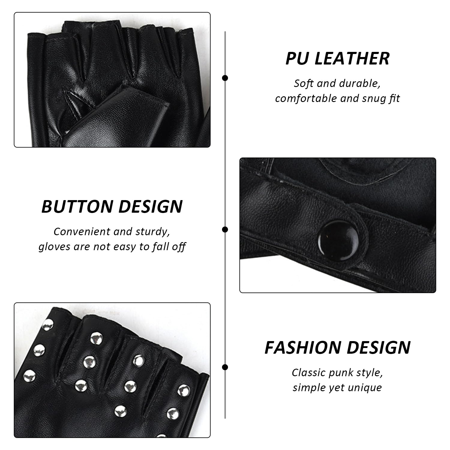 1 Pair Of Pu Leather Gloves And 1 Piece Gothic Collar, Punk Style Accessories, Party Clothing Accessories - Image 3