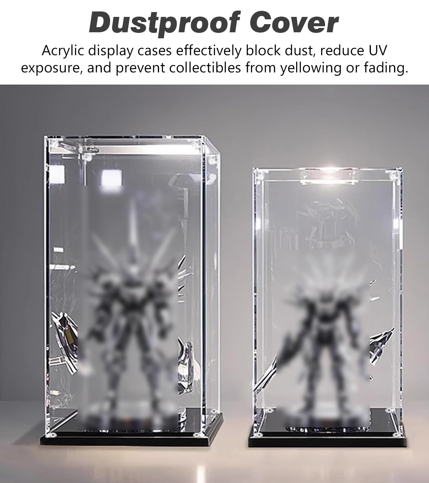 Teca Plexiglass Vetrina in Acrilico Trasparente, Extra Lunga 50 a 80 cm | Vetrina Impilabile e Rimovibile, Espositore Protezione Anti-Graffio per Modellini di Treni e Navi(65x30x30cm/26x12x12in)