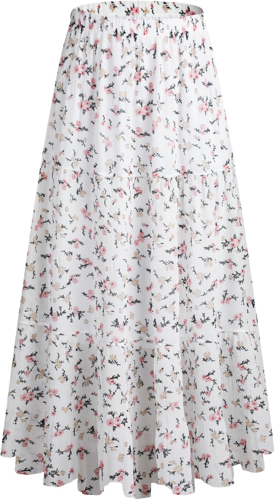 Genfien Rock Damen Lang Elegant Chiffon Röcke mit Futter Elastische Taille | Boho,A-Linie,Maxirock,Casual Freizeitrock,Strandrock,Hochzeit Cocktail Skirt