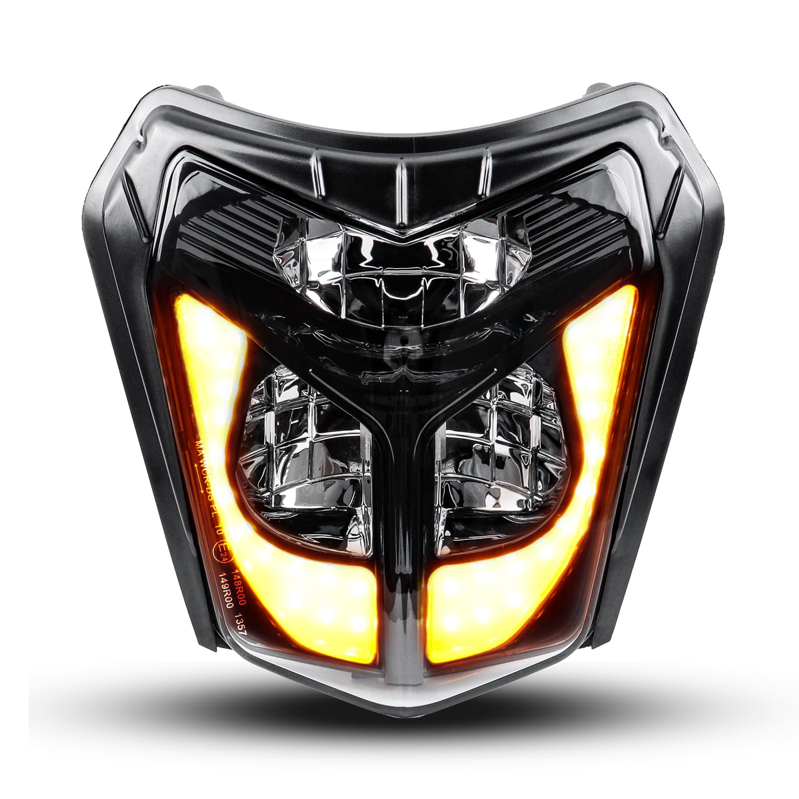 BICYACO DOT LED Dirt Bike Headlight, 40W 2700LM Universal Motorcycle Headlamp with DRL Turn Signal Hi/Lo Beam, IP67 Waterproof Front Light for EXC XCW SXF SX 125 250 300 350 450 500 Pit Bike Enduro